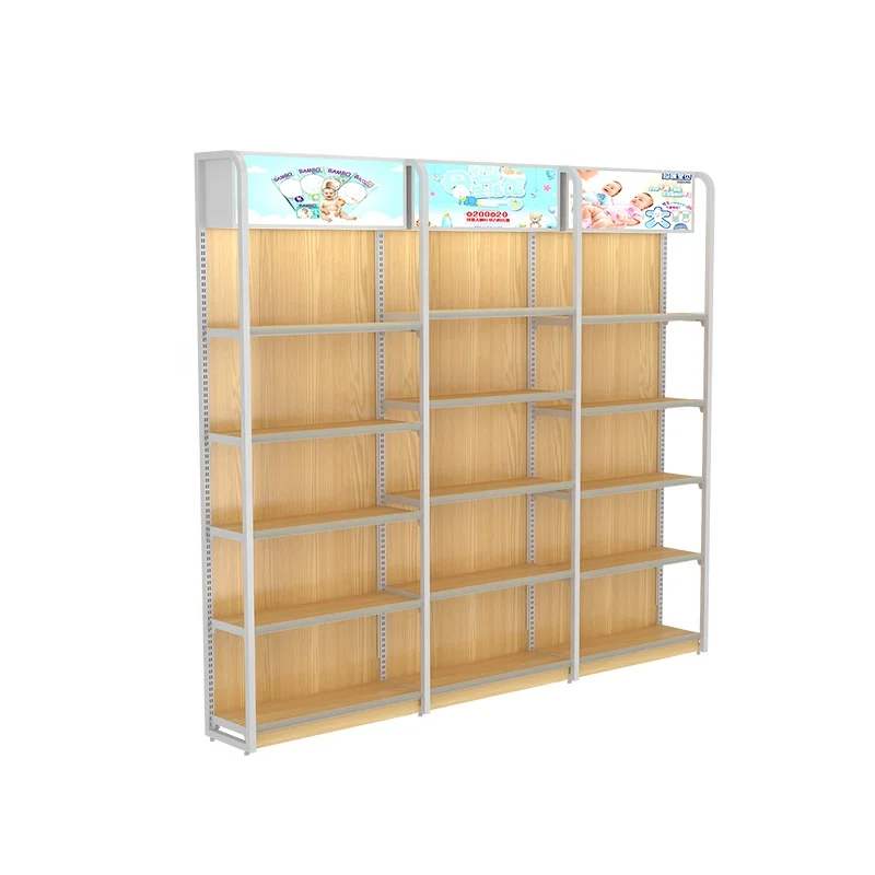 Solid wood shelf gondola shop equipment display counter retail store can be customized