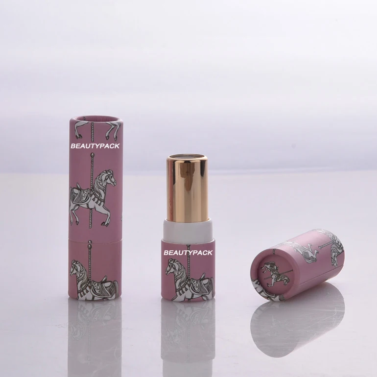 Low MOQ 3D Printing Empty Kraft Paper Card Board Pink Carton 12.7mm Lipstick Tube