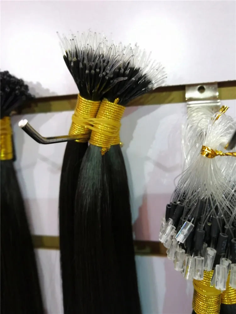 
Silicone lined nano tip hair extensions on the top 