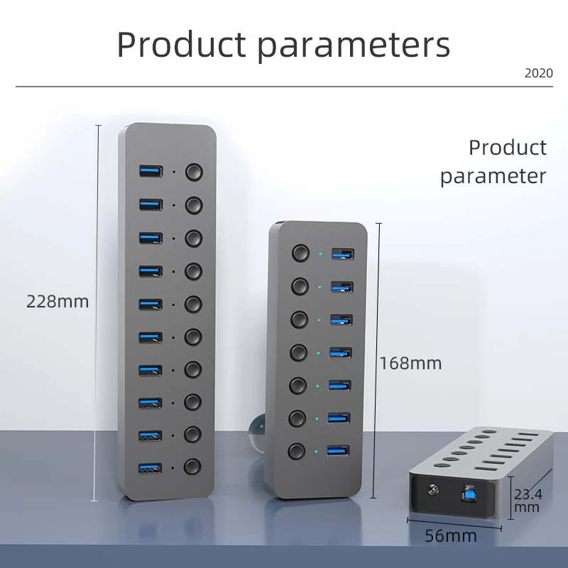  Алюминий 10 порт USB 3 0 концентратор с переключателем высокой скорости док-станция Usb разветвитель для мобильных телефонов