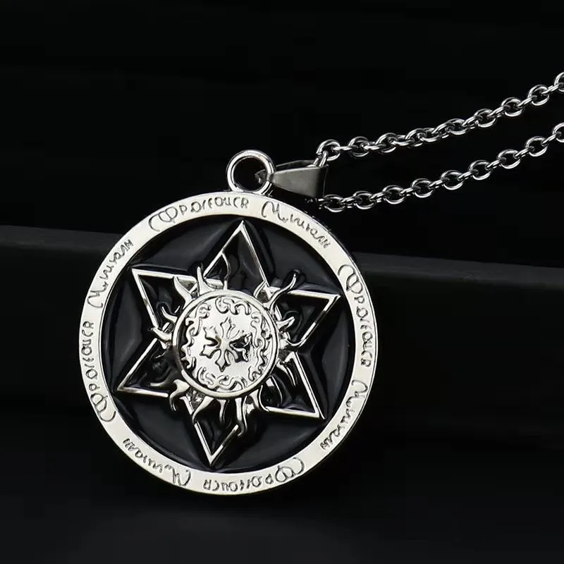 Retro All-match Fashion Dangle Necklaces Triangular-eye  Maple Leaf Feather Scooter Skull Compass Eagle Pendant Drop Necklace