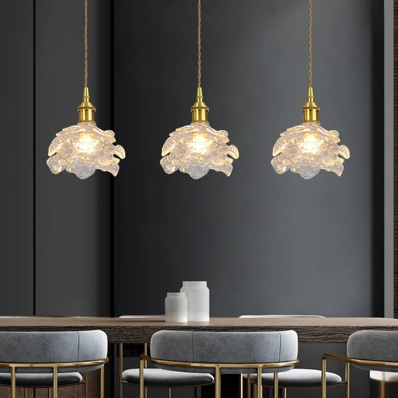Nordic Vintage Style Creative Brass Glass Pendant Lamp  Hotel Bedroom Corridor Restaurant Lighting