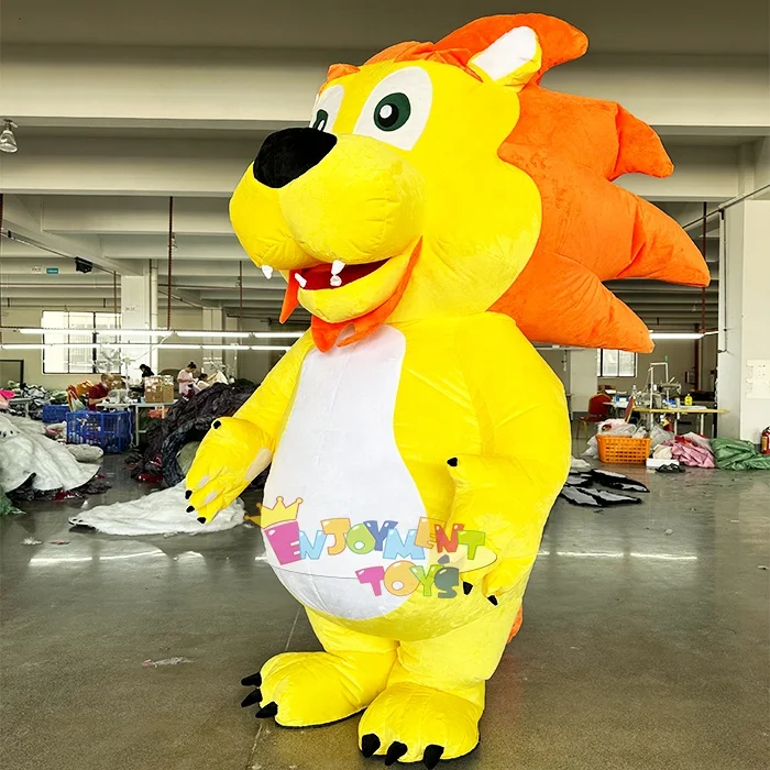 Customized Inflatable Yellow Lion Mascot Costume Stage Performance Shopping Mall Event Party Adult Size Costume