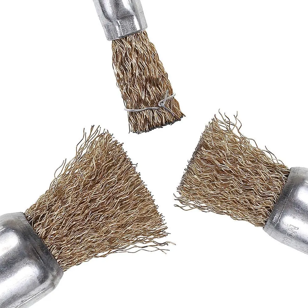 15 Pack Brass Coated Wire Brush Wheel & Cup Brush Set with 1/4-Inch Shank, Rocaris 3 Sizes Coated Wire Drill Brush Set