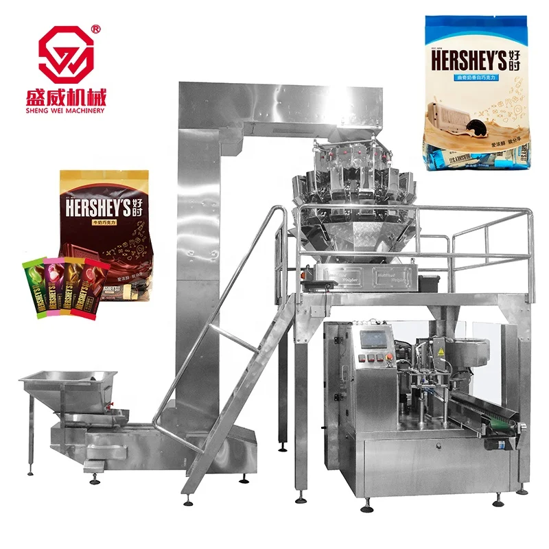 Stand up Pouch Dried Fruit Confectionery Food Filling Sealing Packaging Machine Wood,laminated Film Packaging 0.4m3/min 5-1500g