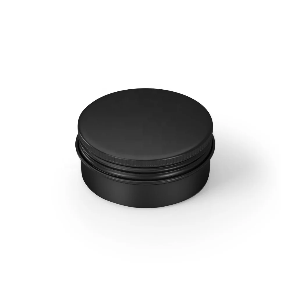50g matte black Aluminum tin jar with screw top custom printed cosmetic aluminum tin