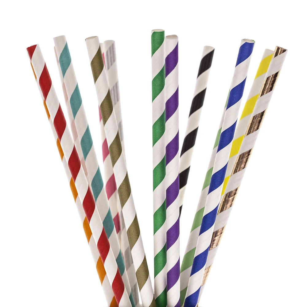 6mm fsc standard full colors printing 25pcs/100pcs packing Paper drinking straws