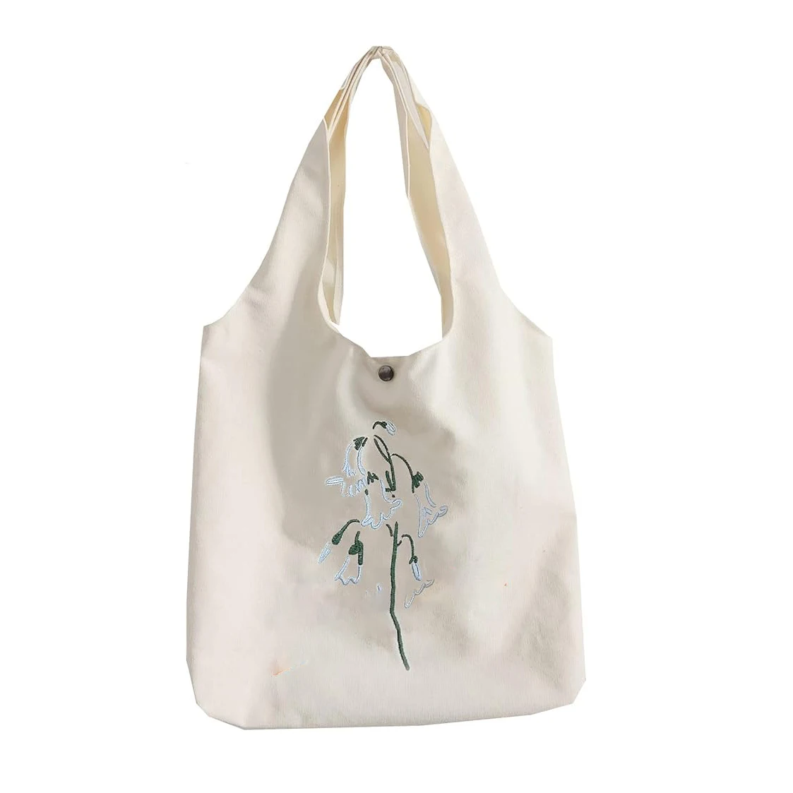 Wholesale Shopping Work School Groceries Beach Wide Handle Recycled Flowers Canvas Tote Bag Magnet