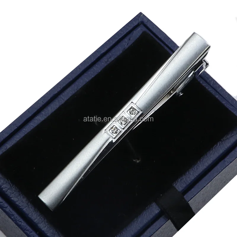 Must Buy Tie Clip Classic Trendy Men Sliver Crystal Jewel Metal Male Business Banquet Bar Necktie Clips Clasp Accessories Gift