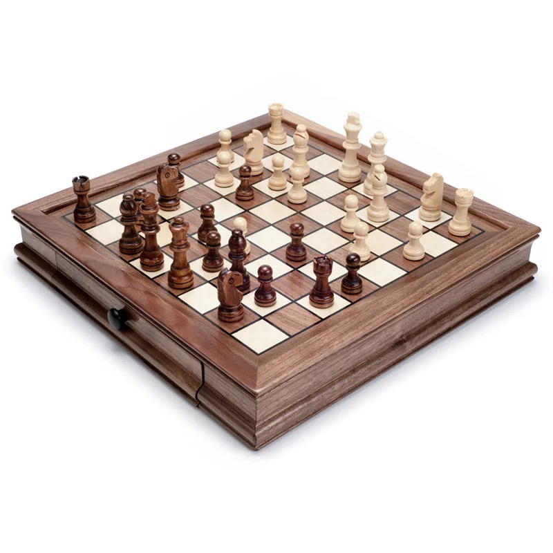 
Chess magnetic solid wood handicraft desk top grade chess suit for children beginners 