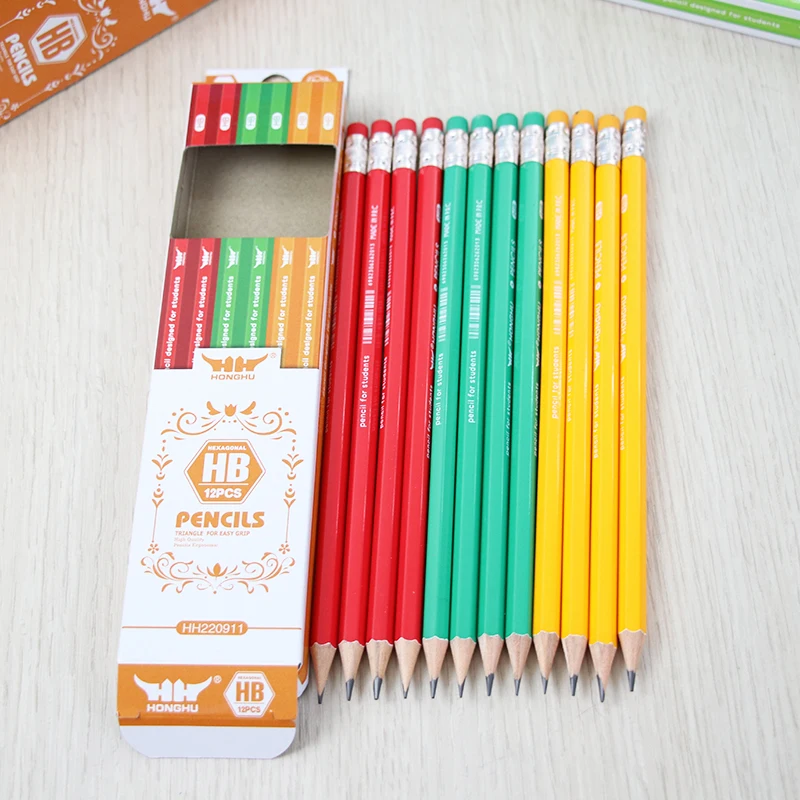 Bending Stationery Soft flame HB Pencil with Eraser Flexible Soft New Folding for Children packing Deformation Colorful Stripe