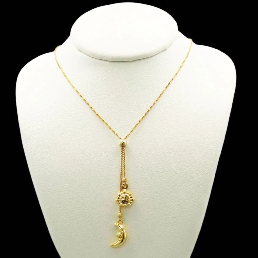 BMZ stainless 14k italian gold sun and moon jewelry necklace set