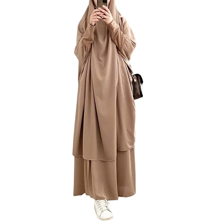 Factory wholesale new European and American big swing solid color robe dress muslim traditional dress 2 piece islamic clothing