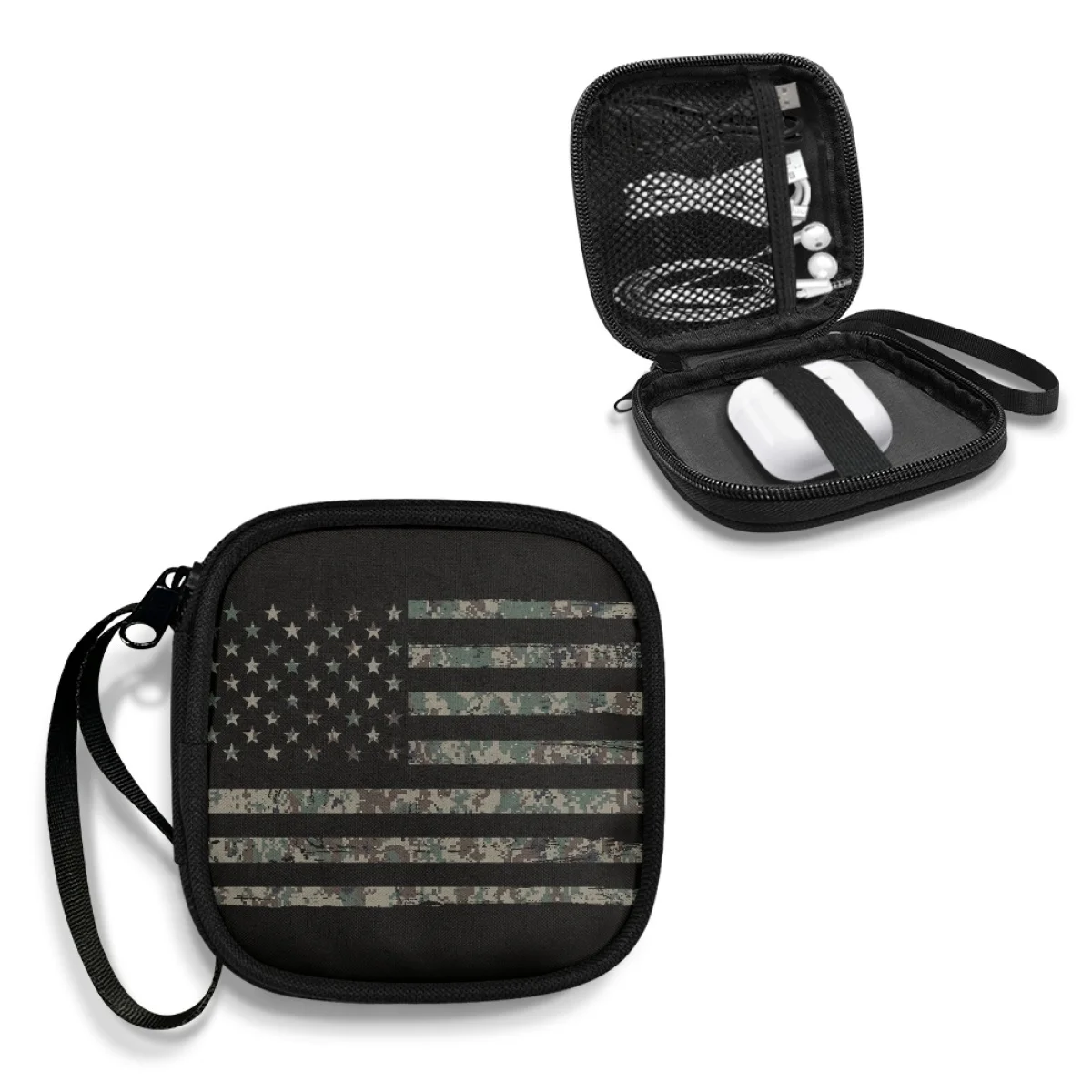 Custom Headphones Carrying Case, Travel Portable Storage Bags for Bluetooth Wireless Headphones Cords Flag  Earbuds Charger