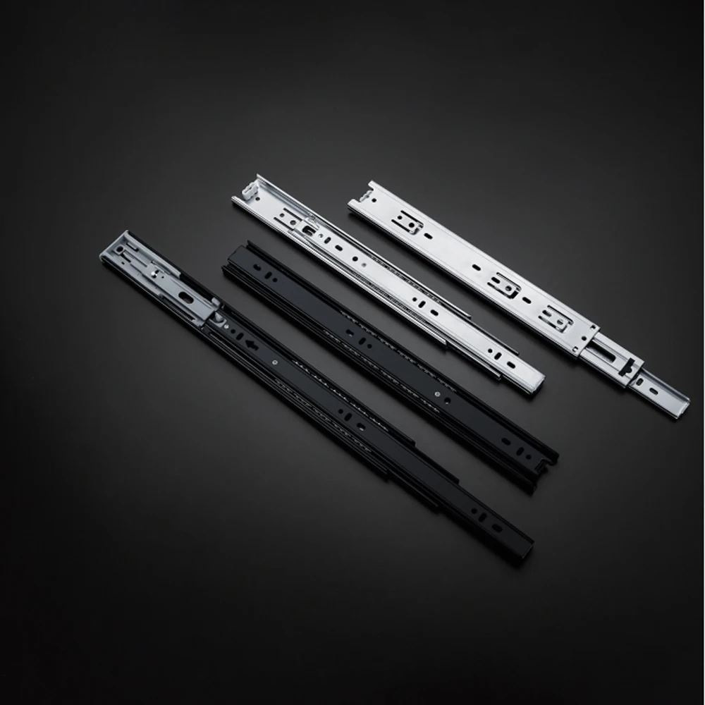 YOUDO High Quality Stainless Steel 3-fold Full Extension Rail Ball Bearing Telescopic Dual-purpose Buffering Mute Drawer Slide