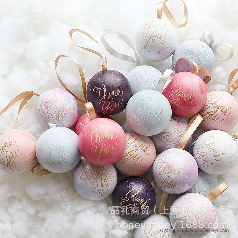 Customized 3 Inch Promotional Gift Christmas Ball Shape Birthday Wedding Favor Metal Tin Chocolate Candy Box with Silk Handle