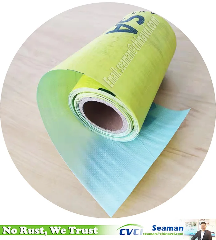 Raffia Laminated Poly Film Layer, PE or PP Woven Fabric Lamination Corrosion Inhibiting VCI Films, Rustproof Coated Raffia