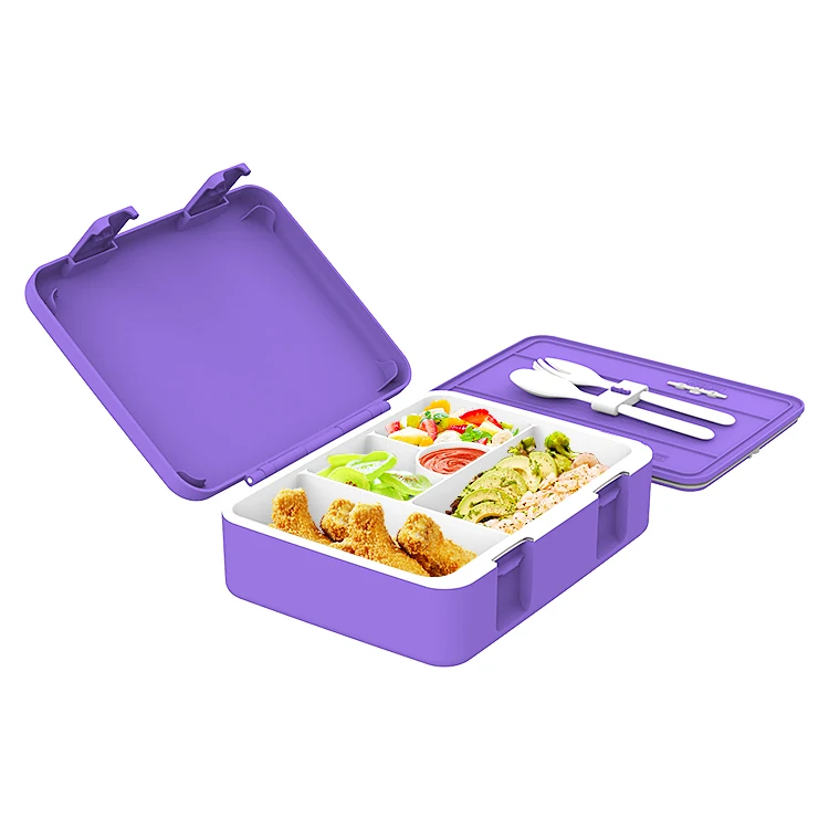 Clamshell sealing 5 compartments lunch bento box for children kids microwave safe dishwasher safe food container