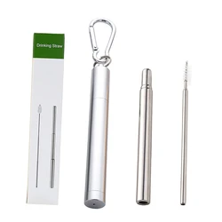 Stainless steel wholesale folding telescopic metal reusable drinking straw with customized logo