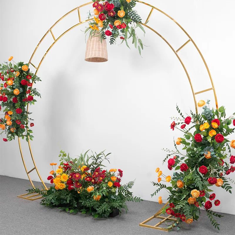 New Wedding Wrought Iron Arch Props Ring Double Pole Flower Door Outdoor Lawn Arc Wedding Stage Background Decoration Arch