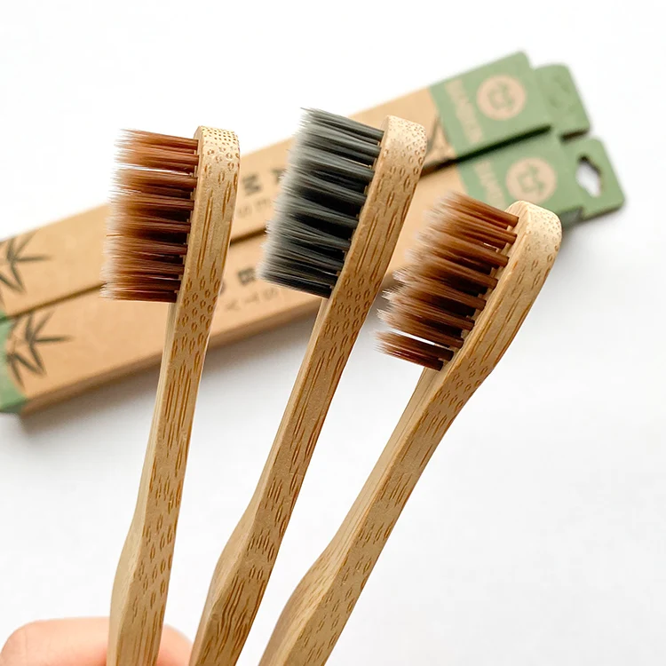 BAMBKIN company custom logo medium soft bristles customisable nylon bamboo toothbrush