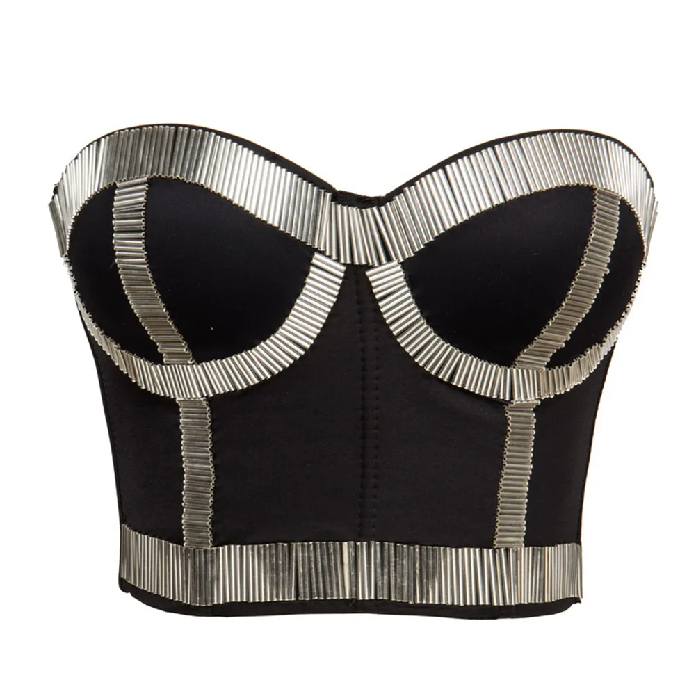 New European and American belly dance club stage outfit performance clothes hand set bead chain corset to wear bra