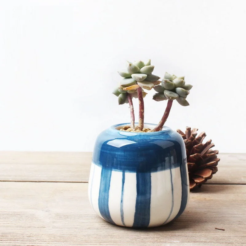 japanese style mini flower pots desktop bonsai white and blue japanese ceramic succulent plants pot for home garden decor