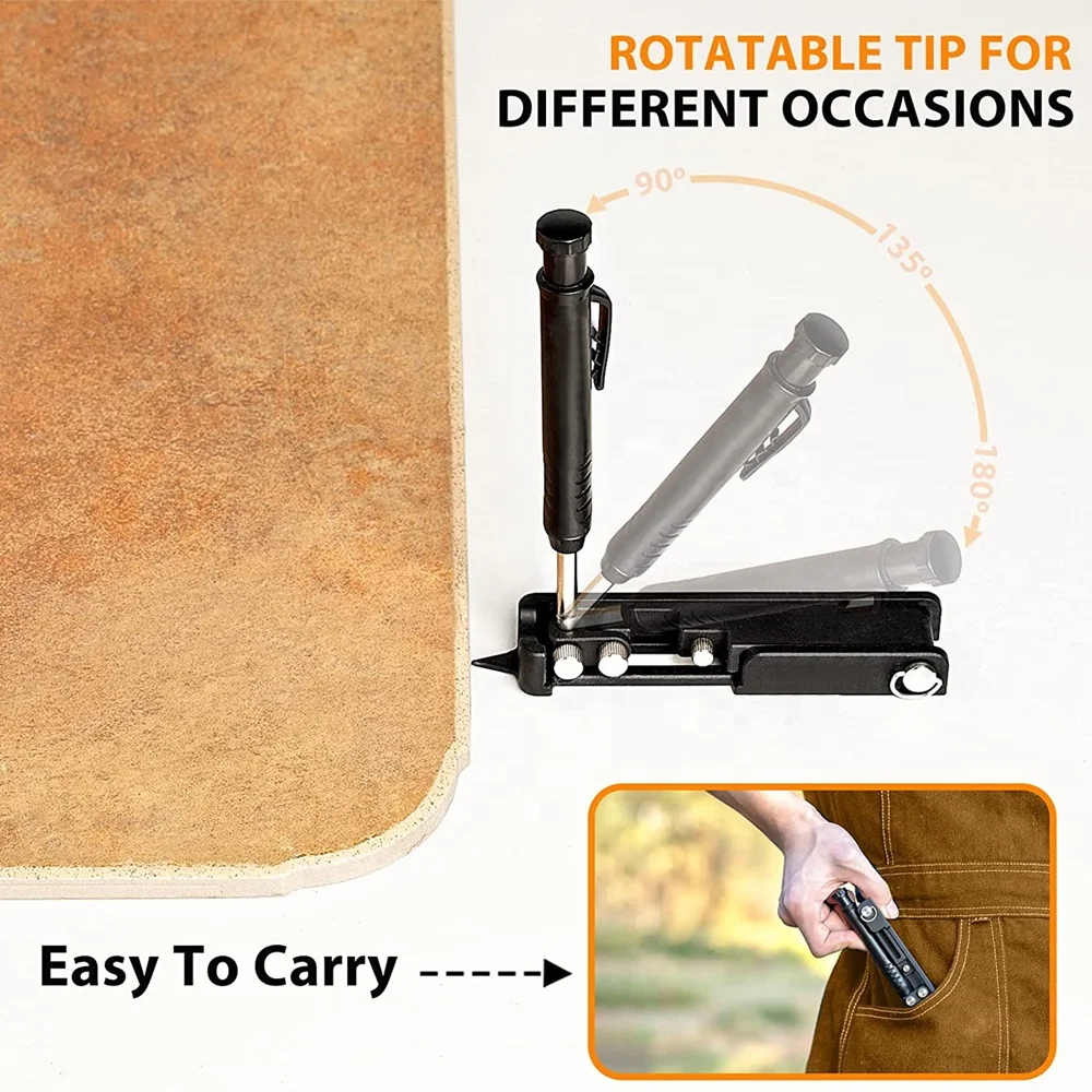 2022 Factory New Design Multi-functional Woodworking Scribing Tools with Deep Hole Pencil For Construction personnel Marking