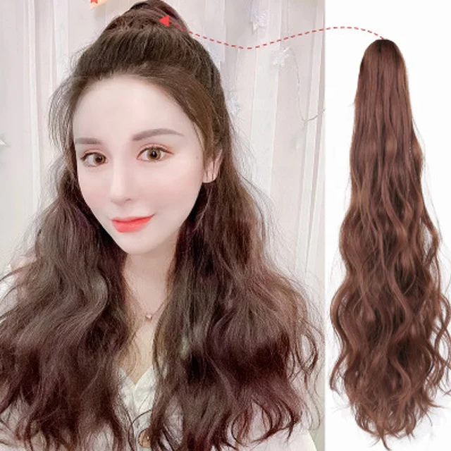 Manufacturers Wholesale Ponytail Grab Pony Tail Wig ,Braid Corn Ironing Wigs,  Piece Web Celebrity Binding Style Long Curly Hair
