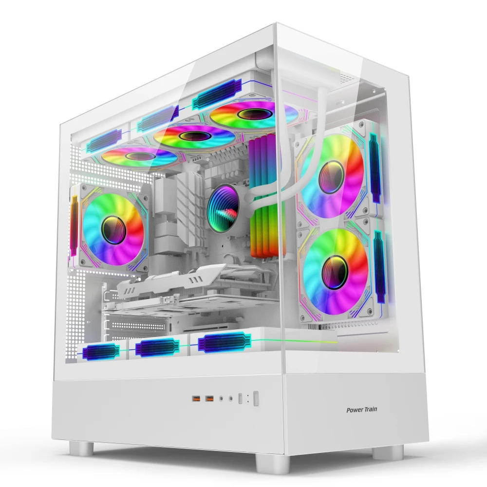 New Arrival Custom White Glass PC Case Computer Case Gaming Computer Cases & Towers Cabinet