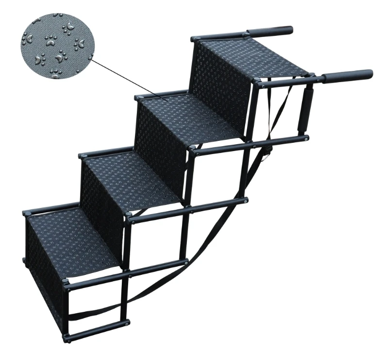 Bangke 4 steps steel Portable Foldable Easy to Carry Antiskid  Pet  Ramping Stairs Ladder for Dog Climbing to Car