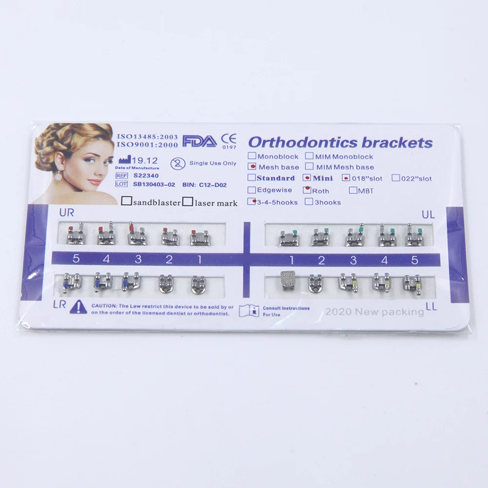 Ортодонтические выдвижные кронштейны Roth 022, стоматологический MIM кронштейн, Пескоструйный мини металлический кронштейн