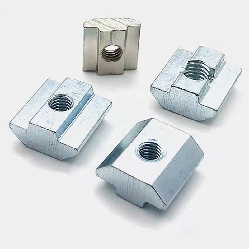 10 x T-Slot Nut Slot 8 - Type I - M8 with step, spring loaded ball, heavy duty, zinc plated steel