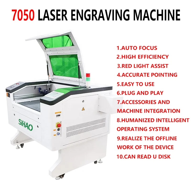 Vevor NEW hot sale RECI autofocus 100W desktop 7050 crytal plexiglass mdf jade laser engraving machine laser cutting machine