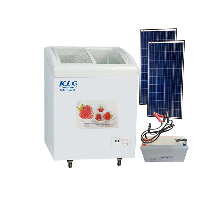 SD-158Y commercial Vertical showcase curved glass door ice cream chest freezer with lamp box and stickers