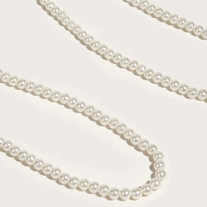 Sexy Womens Sleeveless Faux Pearl Club Party Harness Belt Halter Pearl Tops Summer Mesh Pearl Body Chain Harness