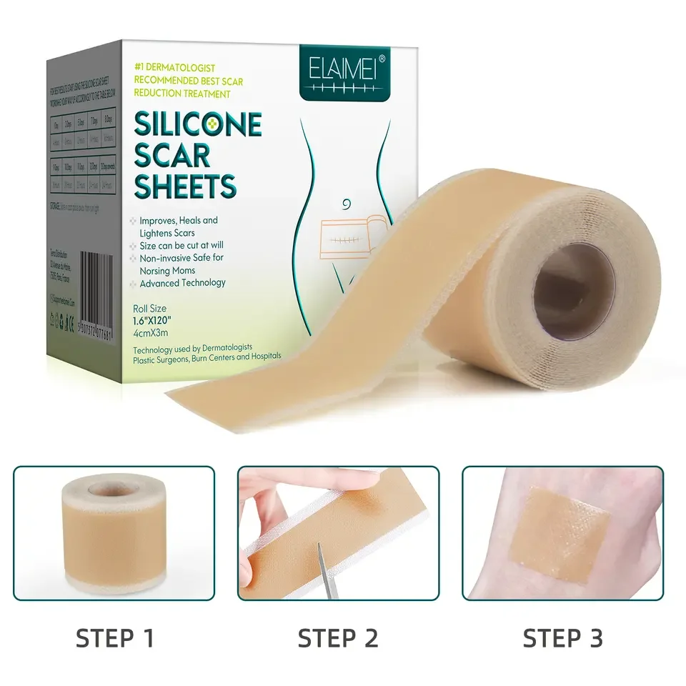 ELAIMEI Hot Sale Silicone Scar Gel Roll Skin Care Acne Scar Removal Treatment Medical Silicone Scar Sheet
