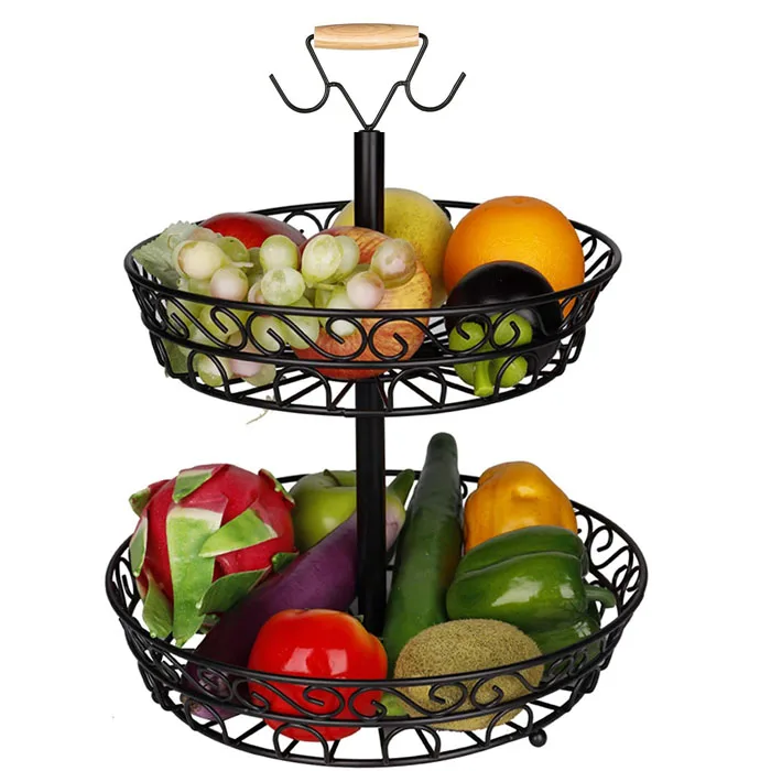 Wholesale New Design Black Metal Wire Basket Countertop Fruit Basket Wire Basket for Kitchen