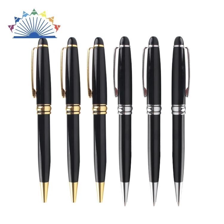High Quality Business Branded Metal Pen With Custom Logo Printed Executive Manufacturer Twist Steel Balck Ball Writing Luxury