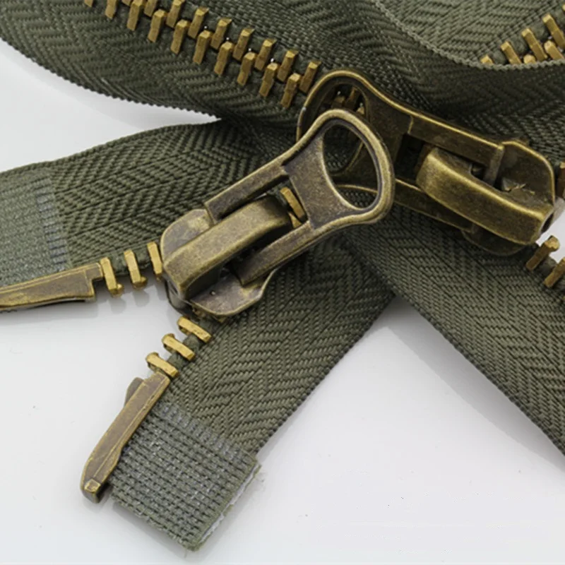 Jacket coat zipper repair double slider 8# metal brass zipper can wholesale customization heavy duty color tape