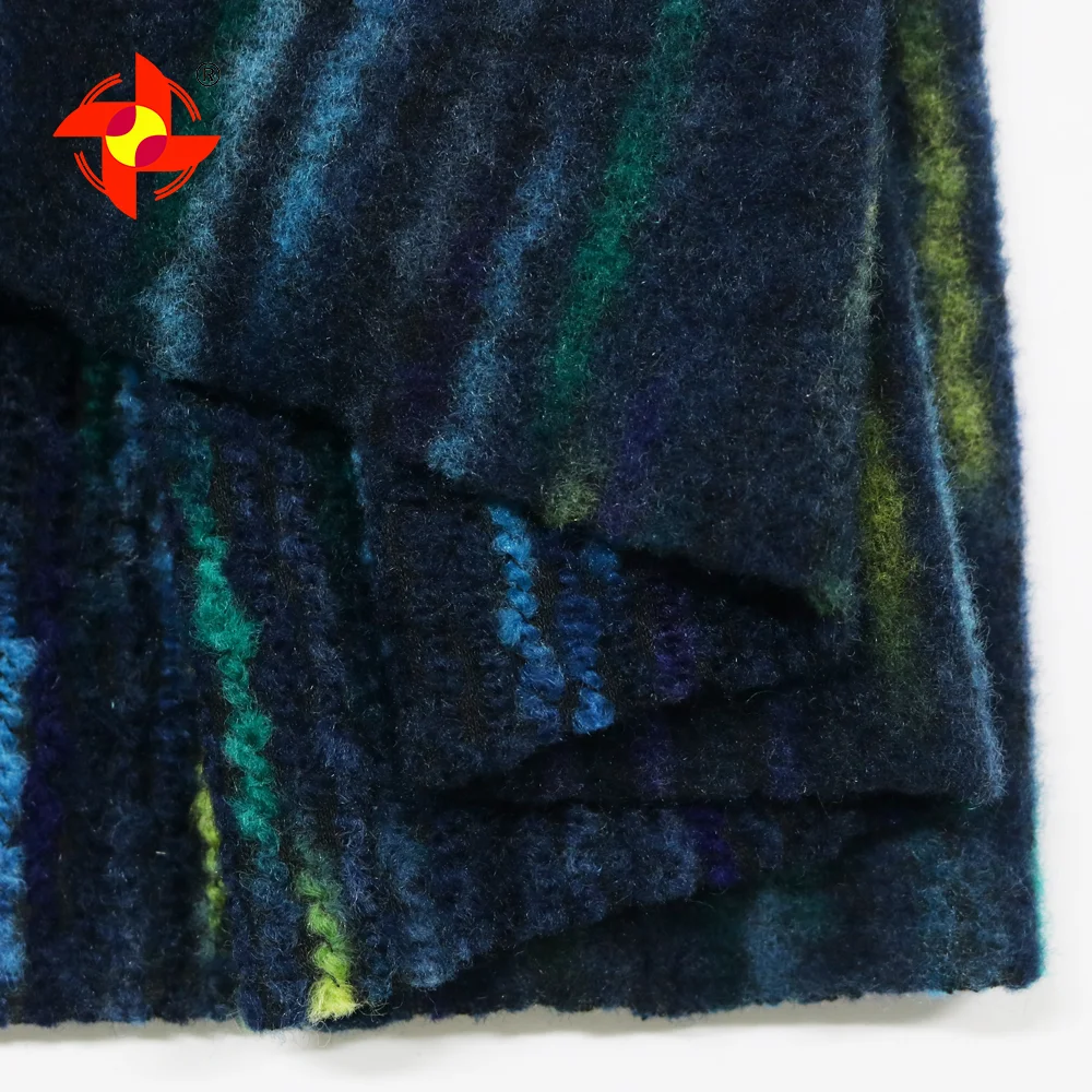 70% Polyester 30% Acrylic TC 280gsm Winter Fabric Fashionable Rainbow Color Polyester Acrylic Shawl Ripstop Style for Warm Coats