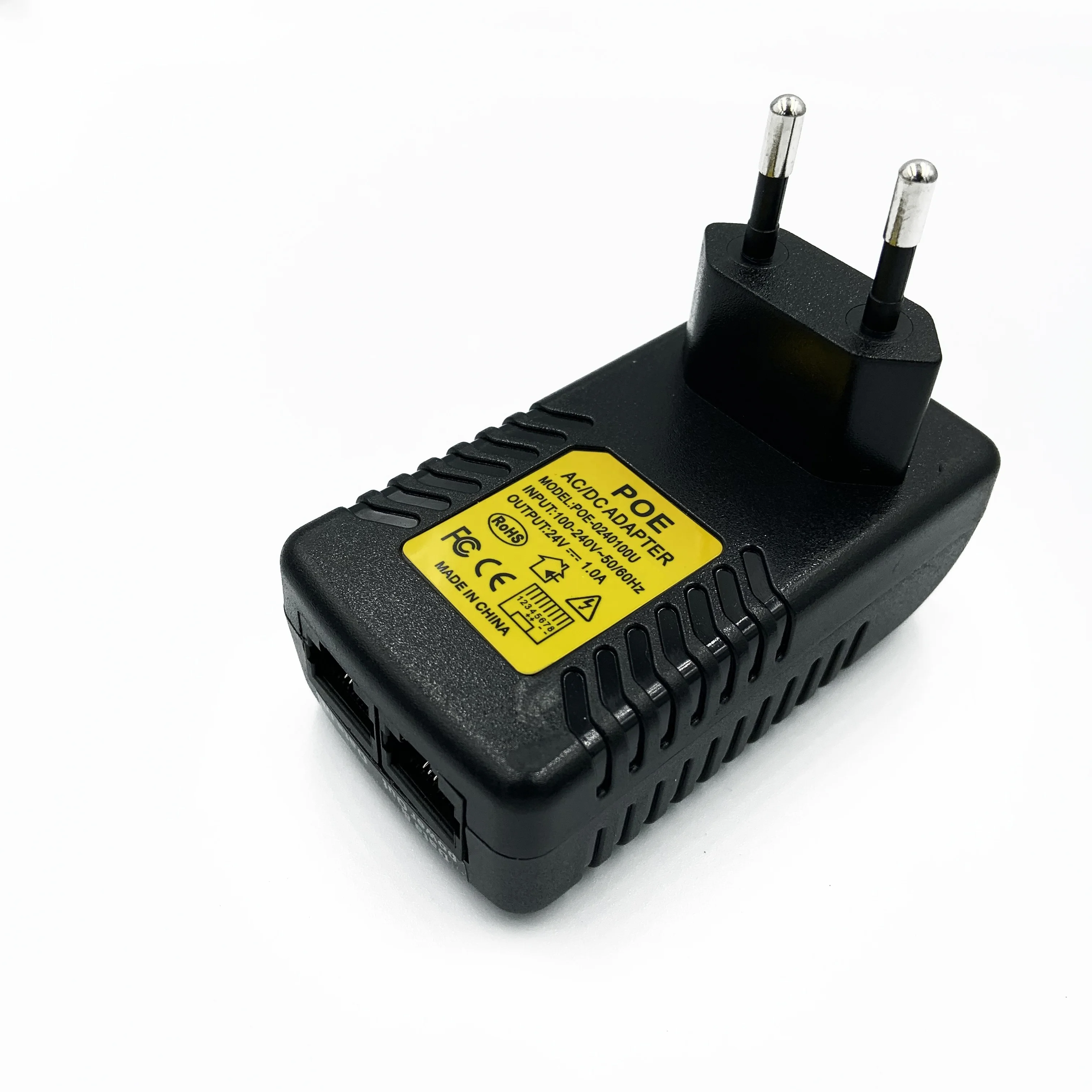 Wall EU Plug Ethernet RJ45 POE Injector 10/100Mbps 24V 1A 48V 0.5A AC DC Power PoE Adapter