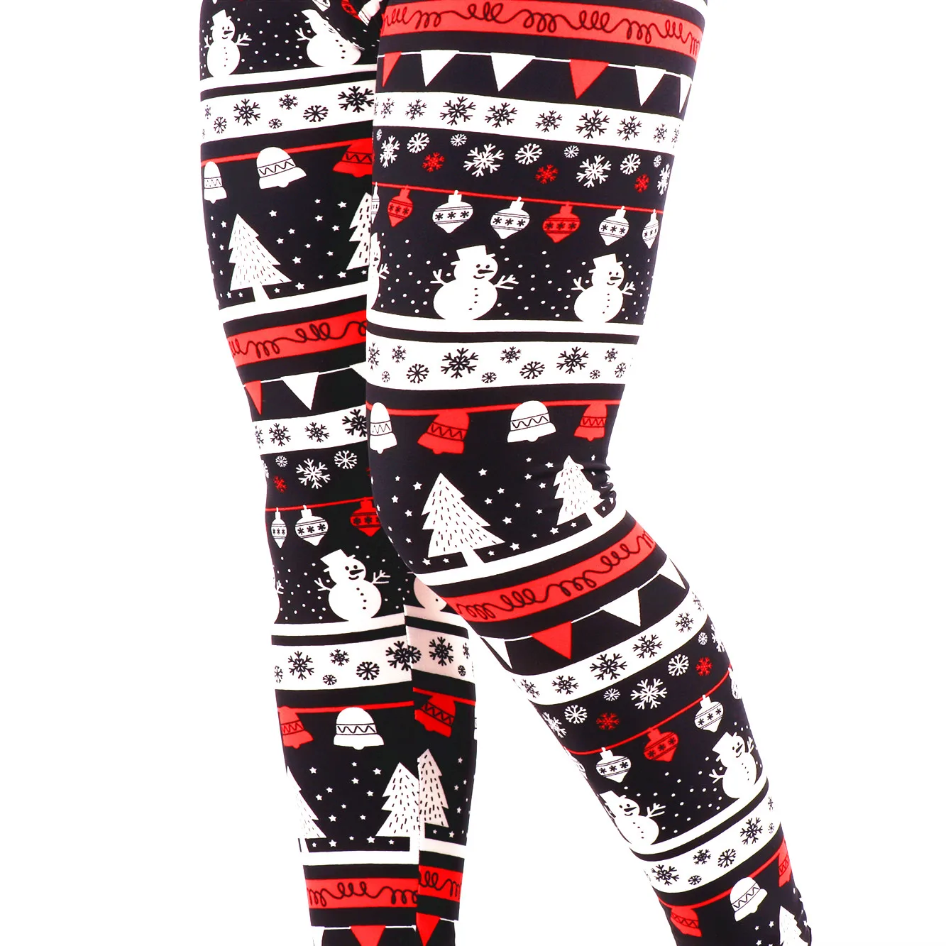 Holidays Super Soft Buttery 92 Polyester 8 Spandex Velvet Fashion Women Christmas Snowman Trees Prints Leggings Wholesale