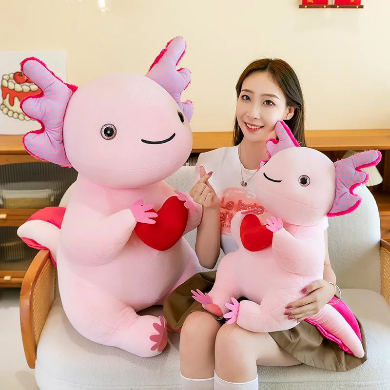 2025 Axolotl Stuffed Animal with Heart Giant Axolotl Plush For Christmas Day Gift For Kids