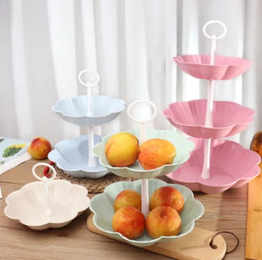 Cake Dessert Rack Plates Multi Layer Plastic Three-tier Fruit Tray  Dessert Tray Snack Candy Tray