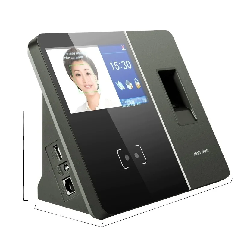 Deli 13750 face  High quality fingerprint touch screen attendance machine silver and black