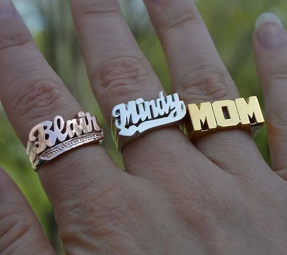 Custom Stainless Steel Jewelry Men & Women Jewellery 18k Gold Plated Personalized Name Birth Year Ring Date Number Engrave Rings