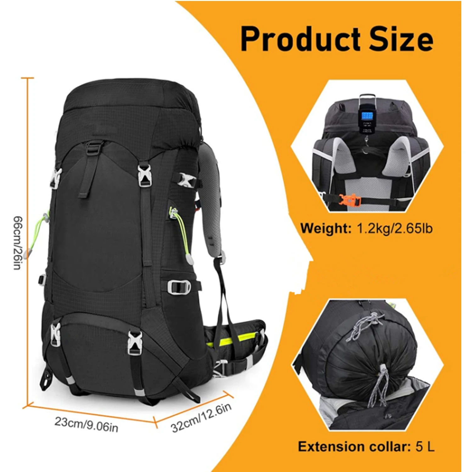 2022 Hot Sell Outdoor Camping 45 + 5 L Waterproof Custom Tactical Travel Hiking Backpack