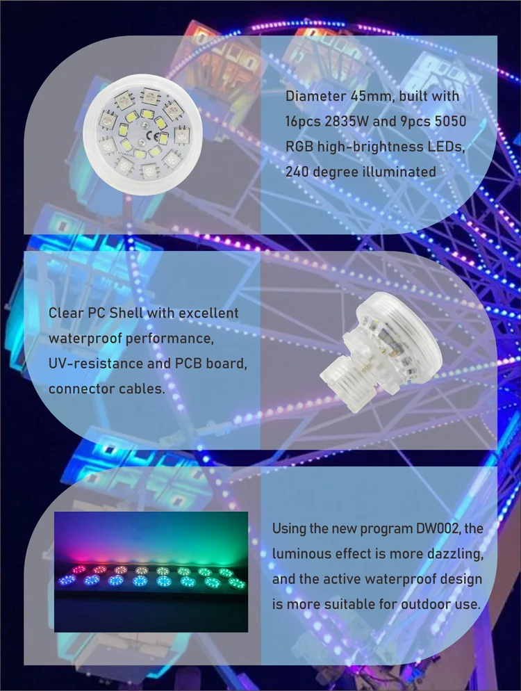 Comaleon 24 В Светодиодный точечный светильник водонепроницаемый аттракцион Fair Премиум светодиодный кабошон освещение обозрения