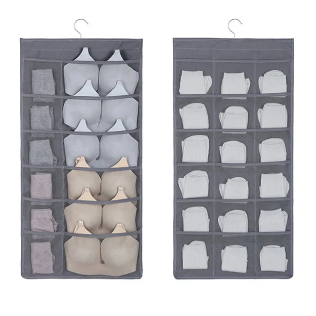 6.5 Multi Double-sided Pockets Hanging Storage Bag Wall Wardrobe Hanging Socks Bra Underwear Hanging Closet Organizer Bag